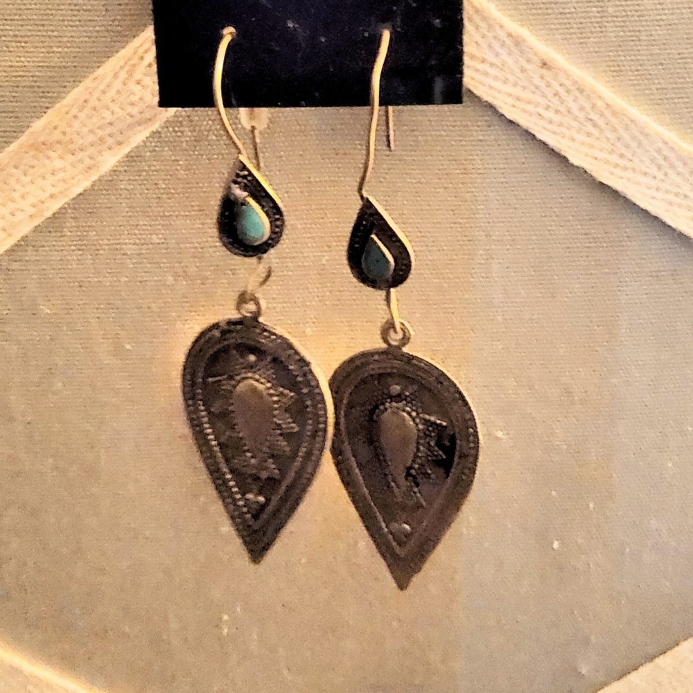 Women's Vtg Turquoise Teardrop Earrings